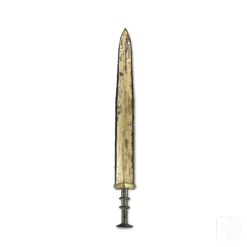 An archaic gilt-bronze sword, Eastern Zhou dynasty, Warring States period | 東周戰國 銅鎏金劍
